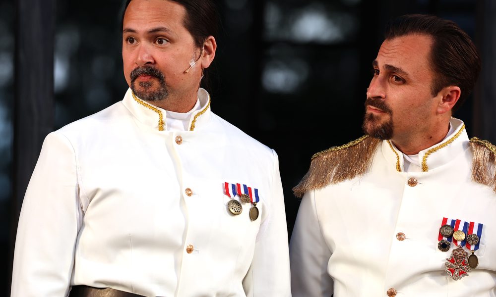 Jono Eiland and Charles Pasternak in white uniforms
